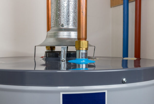 close up of a natural gas water heater