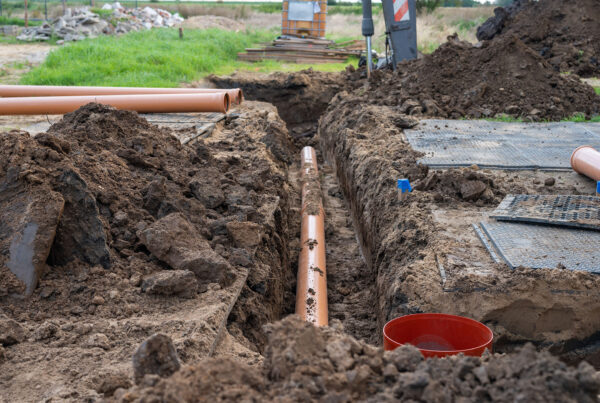 residential sewer line in the ground