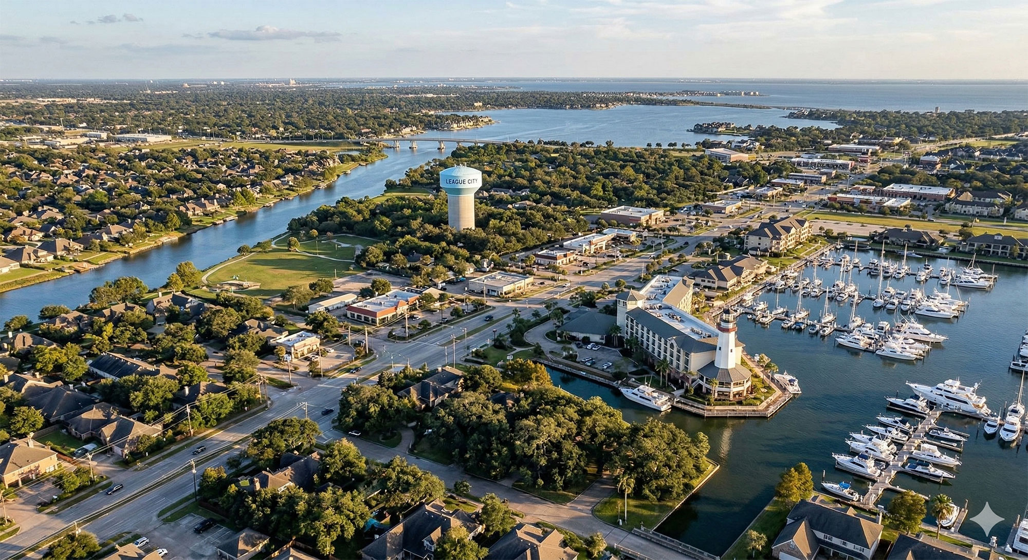 Gemini AI rendered image of League City Texas